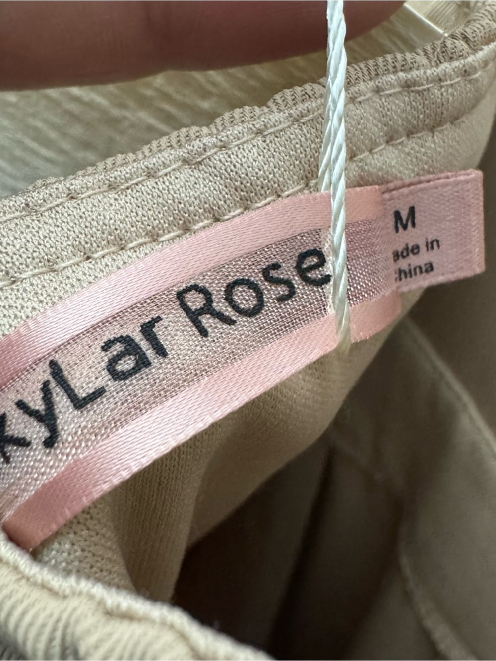 Skylar Rose Beige Strapless Cargo Jumpsuit Wide Leg Utility M - Picture 10 of 14